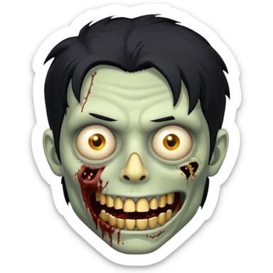 cabelo liso desordenado negro homen con aparencia de zombi y que haga un gesto mostrando los dientes de oro sticker