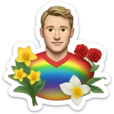Jonathan Toews as rainbow seal with daffodils and roses sticker
