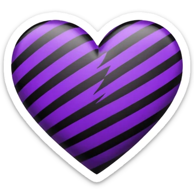 goth heart with purple and black stripes sticker
