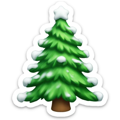 A green Christmas tree with a little snow on it  sticker