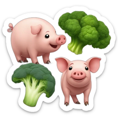 pig armadillo cow centipede insect smoking broccoli surrounded by 420 leaves sticker