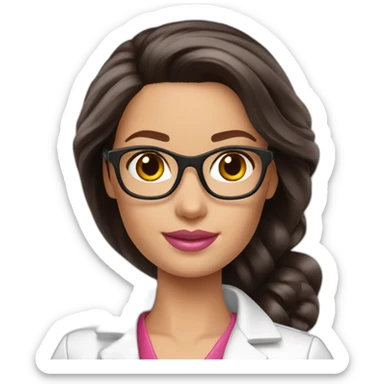 Barbie scientist dark brown hair sticker