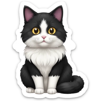 Fluffy black and white cat  sticker