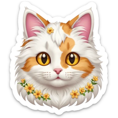 кіт з квітами та зірками sticker