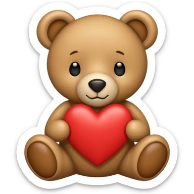 teddy bear with the words I love you written on it sticker