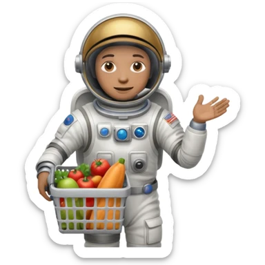 astronauta con canasta para hacer compras vacía sticker