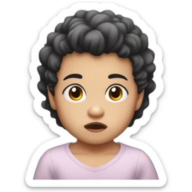 Angry baby black hair sticker