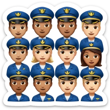 emoji style ship crew where everyone is a capitan less cartoony sticker
