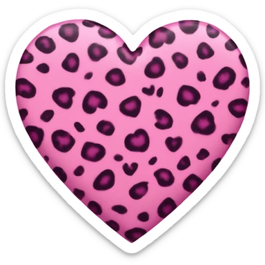 Pink leopard print heart sticker