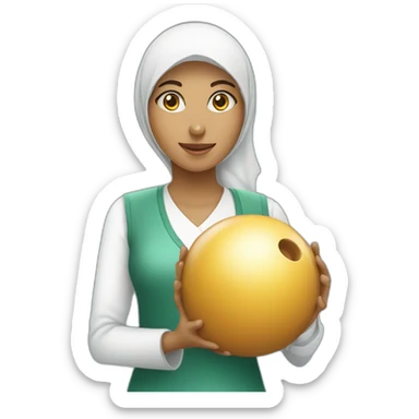 Muslim women with bowling bowl sticker