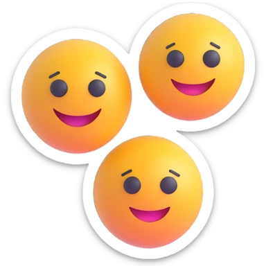 subtle, abstract breast emoticon, using two spheres and a dot, minimal and friendly, 3D emoji style sticker