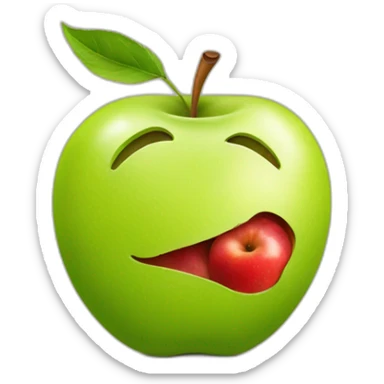 A apple with a face in a fruit bol sticker