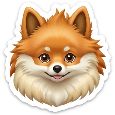 fluffy Pomeranian dog with pointy ears, fox-like face, and plumed tail sticker