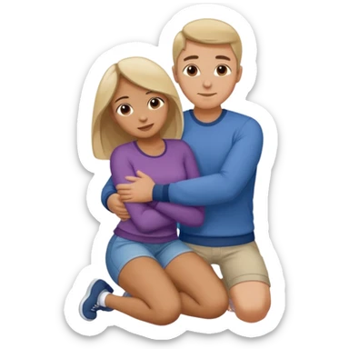 man on knees hugging womans waist sticker
