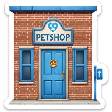 petshop building with a sign "petshop" sticker