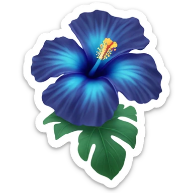 Blue hibiscus flower sticker