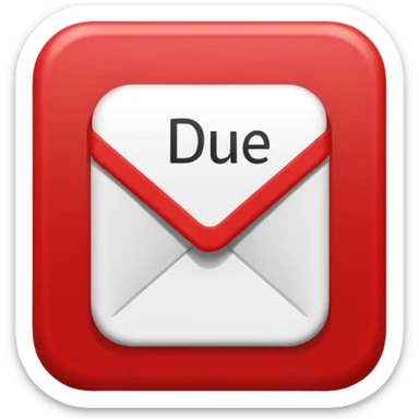 Letters “due date” on a red square  sticker