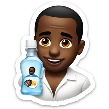 P diddy with a baby and baby oil sticker