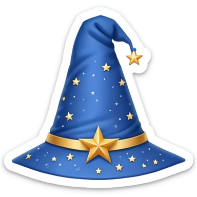 blue wizard hat with star and moon pattern sticker