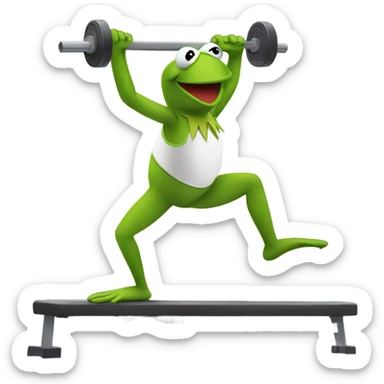 Kermit the frog working out  sticker