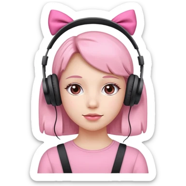 Audífonos con moños rosas sticker