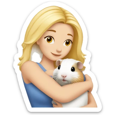 Blonde Woman hugging a guineapig sticker
