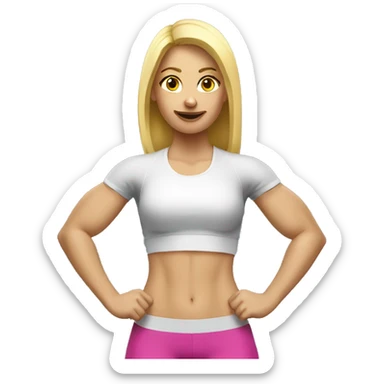 blonde gym girl with dumbbells sticker