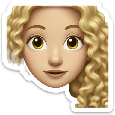 white girl with light brown long curly hair and green eyes sticker
