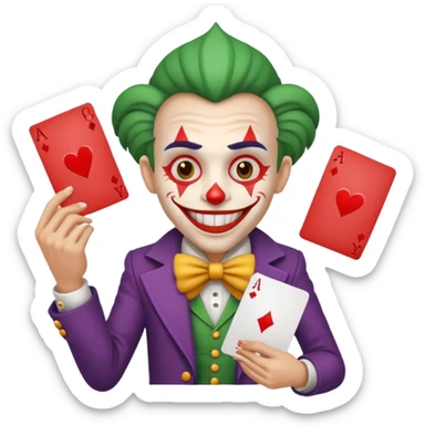 bunch of cards with a crazy jolly joker sticker