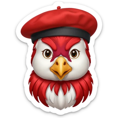 rooster wearing beret sticker