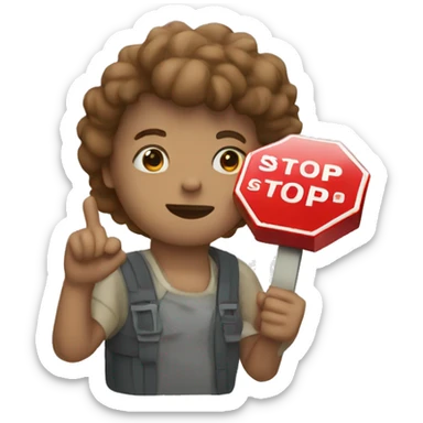 holding a stop sign sticker