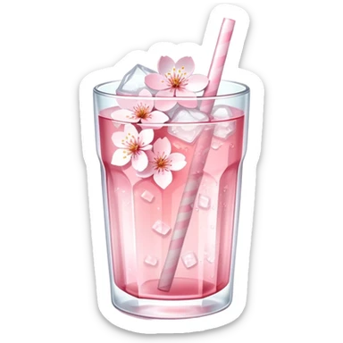 Cute Pastel pink and white Cherry Blossom Sakura Ice Tea sticker