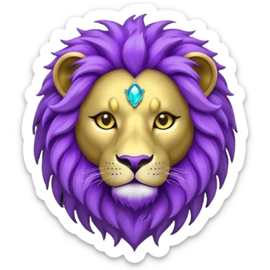 glitter purple and cian lion sticker