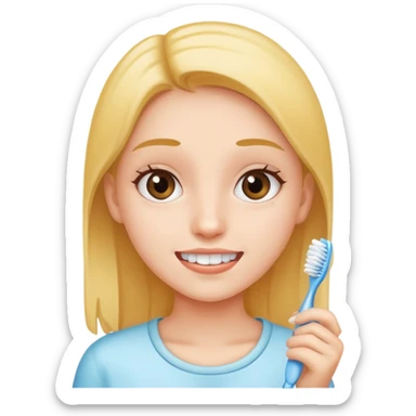 Fille tient une brosse a dents sticker