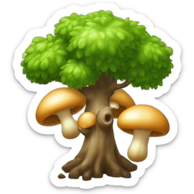 Un arbre mangeant un champignons sticker