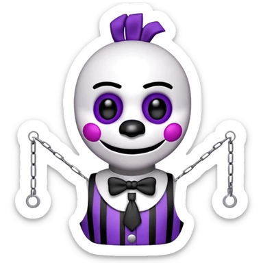 The Puppet Marionette from Five Nights at Freddy's with white face and purple tears sticker