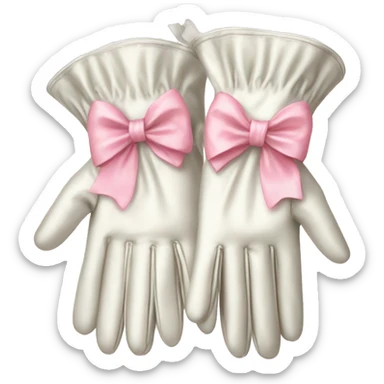 vintage rococo white gloves with light pink bows  sticker