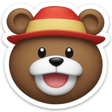 Teddy bear with luffy hat and same colors sticker