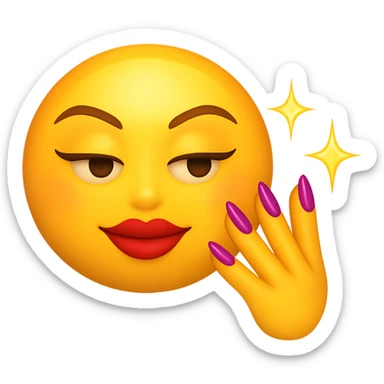 slay emoji, sparkling nails, radiant and trendy, no background sticker
