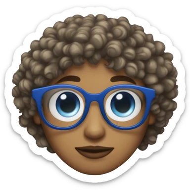 blue skin glasses androgenous curly hair sticker
