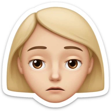  slightly widened eyes, subtle tension around eyes, small tight curved-down mouth, eyebrows raised inward, expression of quiet worry
 sticker