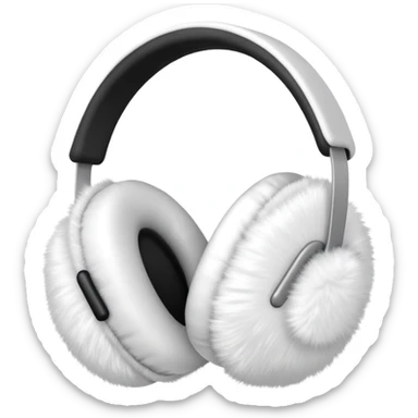 white fuzzy winter ear muffs, fluffy earmuffs, winter accessory sticker