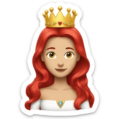 princess crown on red long hair sticker