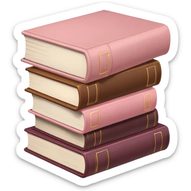 Brown and soft pink pile of books sticker