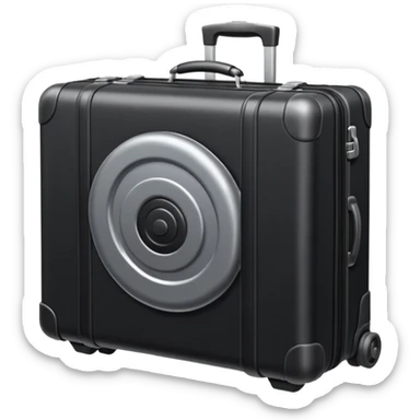 A compact rolling suitcase with a telescopic handle sticker