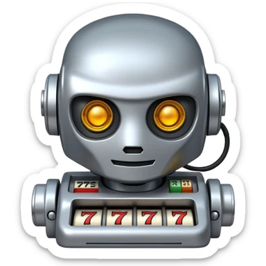robot with slot machine face sticker
