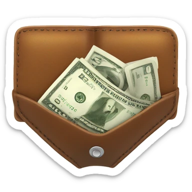 A wallet throwing up cash sticker