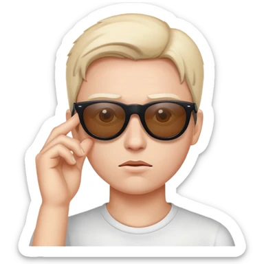 PERSONA CON CARA DE PREGUNTA Y BAJANDOSE LOS LENTES DE SOL AL MISMO TIEMPO sticker