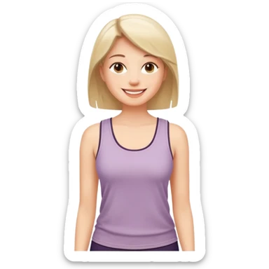 Adult woman, wearing a sleeveless tank top, relaxed posture
 sticker