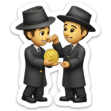 Jews picking up coin sticker